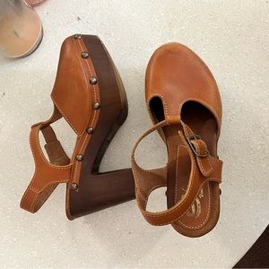 SBICCA Brown Clog Heeled Sandals—size 40